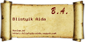 Blistyik Aida névjegykártya